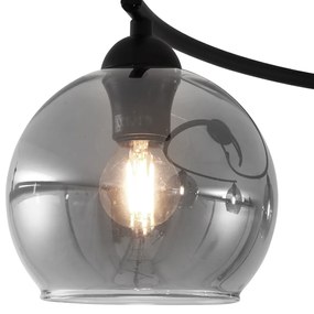 Moderne plafondlamp zwart met smoke glas 4-lichts - Alanis Modern E14 bol / globe / rond rond Binnenverlichting Lamp