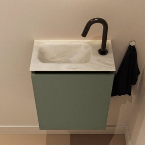 Mondiaz Ture DLux toiletmeubel 40cm army met wastafel ostra links met kraangat