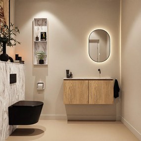 Mondiaz Ture DLux toiletmeubel 100cm washed oak met wastafel glace rechts zonder kraangat