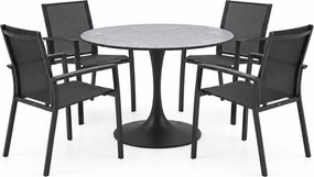 Flair Malaga dining tuinset 120xH75 cm 5 delig antraciet keramiek