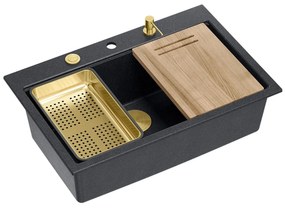 granieten spoelbak MARC 110 WORKSTATION Black Metallic