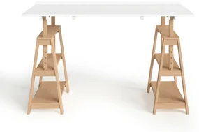 Bureau met schragen in massief dennenhout, Jimi