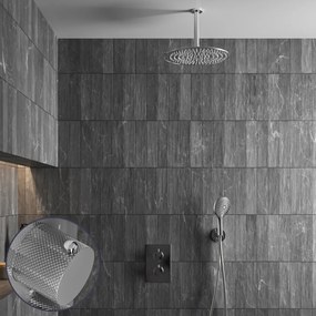 Saniclear Talpa Curved inbouw regendouche met 30cm hoofddouche, plafondarm en 2 standen handdouche chroom