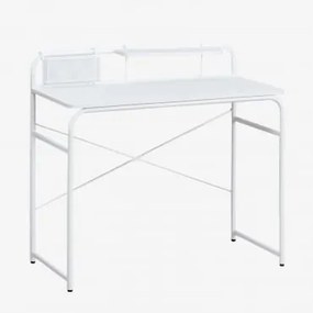 Sibila Bureau 100x45 Cm In Staal En Hout Wit - Sklum