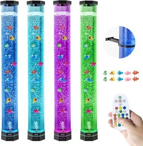 VEVOR Lavalamp met 10 drijvende vissen, 100 cm bubbellamp, 16 kleurveranderende lichteffecten, afstandsbediening, sfeerverlichting, aquariumnachtlampje voor slaapkamer, woonkamer en huisdecoratie