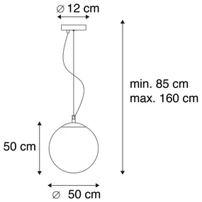 Eettafel / Eetkamer Smart Scandinavische hanglamp opaal glas 50 cm incl. Wifi A60- Ball 50 E27 Scandinavisch bol / globe / rond Binnenverlichting Lamp