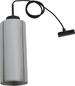 Art Deco hanglamp zwart met smoke glas voor railsysteem 1-fase - Iconic Laura