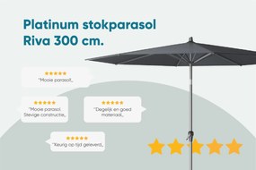 Platinum Riva stokparasol 3 m. rond - Antraciet met voet en hoes