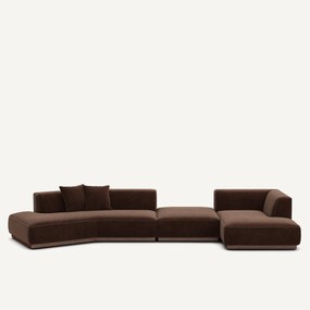 Open bank met hoek rechts met chenille fluwelen voetensteun, JACOPO