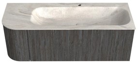 Mondiaz Kurve-dlux 125cm badmeubel ronding links shadow met 1 lade en deur en wastafel big medium kraangat rechts ostra