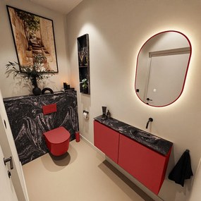 Mondiaz Ture DLux toiletmeubel 100cm fire met wastafel lava rechts zonder kraangat