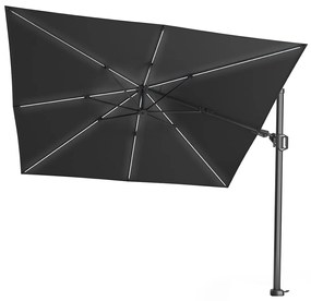 Platinum Challenger Zweefparasol T2 Premium Glow 3x3 m. - Faded Black met voet en hoes