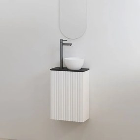 Best Design Mali ribbel toiletmeubel wit mat met zwart mat meubelblad