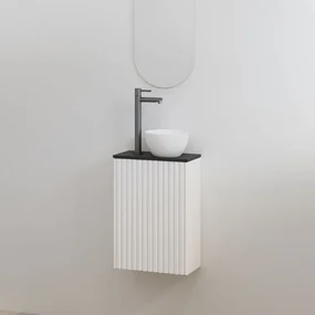Best Design Mali ribbel toiletmeubel wit mat met zwart mat meubelblad