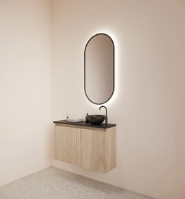 Gliss Design Echo toiletmeubel 80cm kastanje met toppaneel zwart mat
