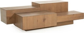 Grote Salontafel Eiken Blokken Bruin 140x75 Cm - 140 X 75cm.