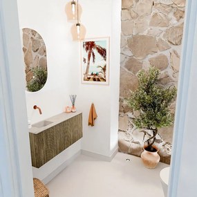 Mondiaz Joya DLux 90cm toiletmeubel dusk met wastafel faye links zonder kraangat opalo