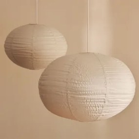 Set Van 2 Hanglampen Van Linnen Elijah Beige – Linnen & Ø50 Cm - Ø65 Cm - Sklum
