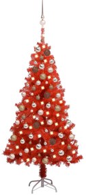 vidaXL Kunstkerstboom met LED's en kerstballen 120 cm PVC rood