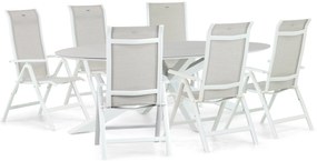 Tuinset 6 personen 240 cm Aluminium/Textileen Wit Hartman Alice/Cervola