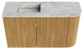 Mondiaz Joya DLux 70cm toiletmeubel ronding rechts oak met wastafel faye links 1 kraangat glace