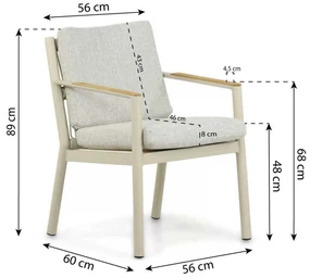 Tuinset 6 personen 240 cm Aluminium/rope Taupe Coco Sevilla/Brighton