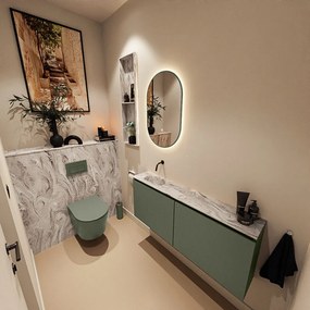 Mondiaz Ture DLux toiletmeubel 120cm army met wastafel glace links zonder kraangat