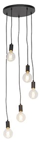Moderne hanglamp zwart 35 cm 5-lichts - Facil Modern E27 Binnenverlichting Lamp