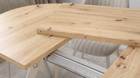 Mazzoni ALMO Artisan Eiken / kasjmier poten - OVALE UITSCHUIFTAFEL 120-220 cm VOOR 10-12 PERSONEN