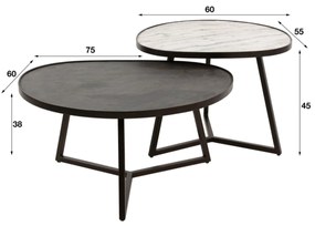 Leisteen Salontafel Set Organische Vorm - 60 X 55cm.