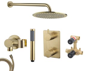 Mueller Gold inbouw regendouche met 20cm hoofddouche en muurarm 35cm messing geborsteld