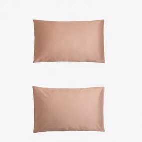 Set Van 2 Sampras Satijnen Kussenslopen Met Een Draaddichtheid Van 300 Roze – Hazelnoot & 50 X 75 Cm - Sklum