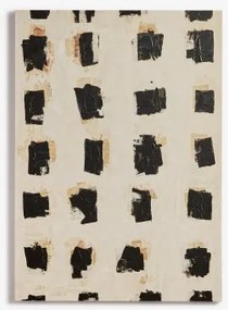 Decoratief Canvas 100x140 Cm Handgeschilderd Pivara Wit – Zwart - Sklum