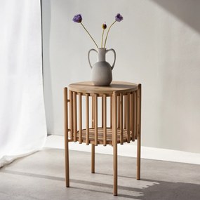 Ronde Bijzettafel Met Ribbelstructuur - 45 X 45cm.