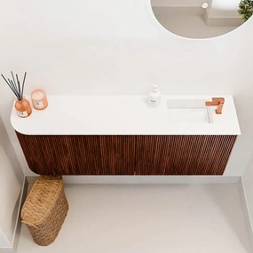 Mondiaz Joya 110cm toiletmeubel ronding links ruby met wastafel faye rechts 1 kraangat talc