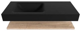 Zaro Alan badmeubel 110cm met planchet washed oak en vrijhangende wastafel cloud links 1 kraangat urban