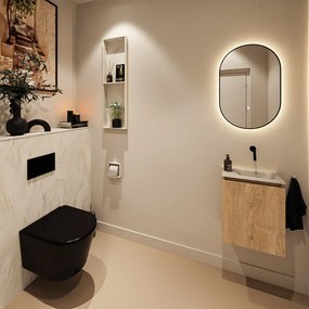 Mondiaz Ture DLux toiletmeubel 40cm washed oak met wastafel ostra rechts zonder kraangat