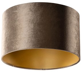 Velours lampenkap bruin met gouden binnenkant 35/35/20 Klassiek / Antiek rond