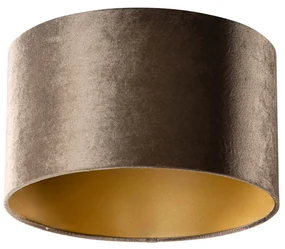 Velours lampenkap bruin met gouden binnenkant 35/35/20 Klassiek / Antiek rond