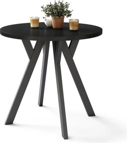 ALMO 80 Mat Zwart / zwarte poten – ronde tafel met Y-poten, loft/industrieel voor keuken, woonkamer en eetkamer