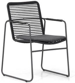 Tuinstoel stapelbaar Rope Grijs-antraciet Taste Elba   incl. Lifestyle Garden Furniture cushion (1 stuk)