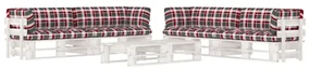 vidaXL 6-delige Loungeset pallet met kussens wit geïmpregneerd hout