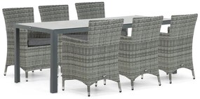 Tuinset 6 personen 210 cm Wicker Grijs Domani Furniture Miami/Venustas