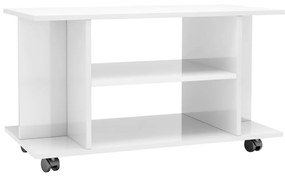 vidaXL Tv-meubel met wieltjes 80x40x40 cm spaanplaat hoogglans wit