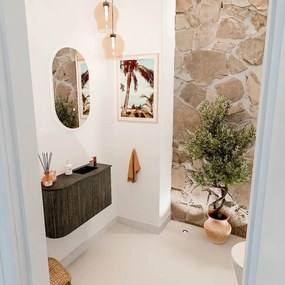 Mondiaz Joya DLux 70cm toiletmeubel ronding links shadow met wastafel faye rechts 1 kraangat lava