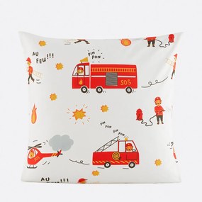 Kussensloop voor kinderen, 30% gerecycled katoen, brandweeropdruk, BRANDWEERMAN SAM