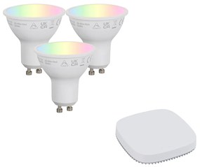 Set van smart GU10 dimbare LED lamp 4.7W 400 lm 2700K-6500K incl. Zigbee Smart Hub