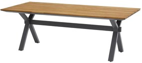 4 Seasons Outdoor aluminium Conrad tafel met teak tafelblad 220 x 95 cm  Tuintafel    houtkleur weerbestendig