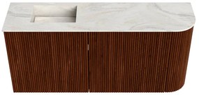 Mondiaz Joya DLux 90cm toiletmeubel ronding rechts ruby met wastafel faye links zonder kraangat ostra