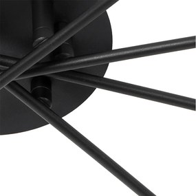 Moderne plafondlamp zwart 8-lichts met smoke glas - Athens